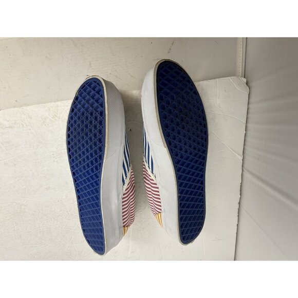 Vans unisex striped blue red Yellow slip on sneakers size MENS 7 WOMENS 8.5 - Picture 6 of 8